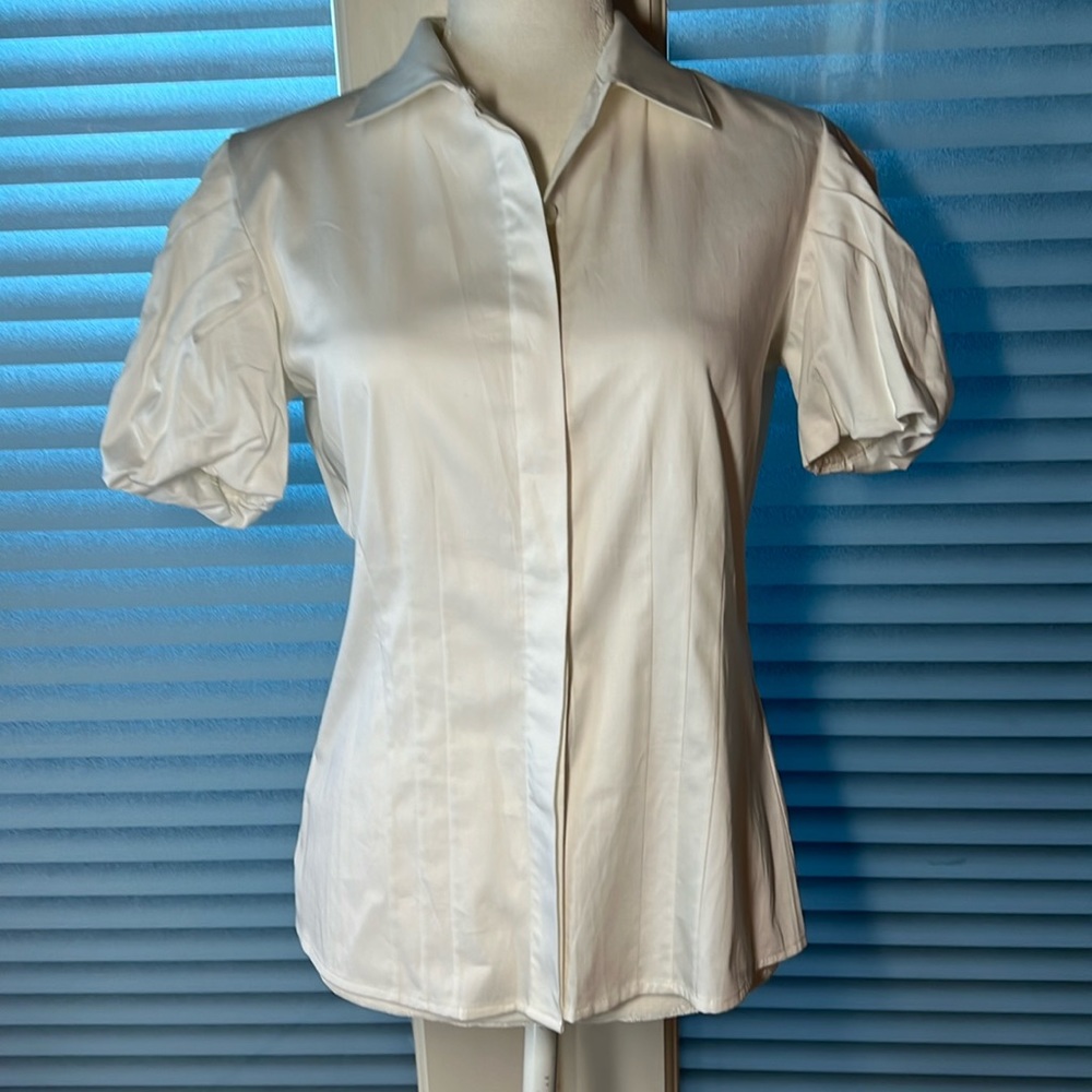 DKNYV PLEATED SLEEVE BLOUSE EUC
